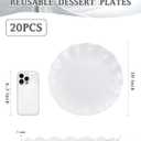 LIYH 20 Pcs Scalloped Plastic Plates Reusable 10 In - White Scalloped Plastic Dinner Plates Camping Unbreakable Outside Plate Dishwasher Safe for Wedding Party Birthday Picnic - BPA Free
