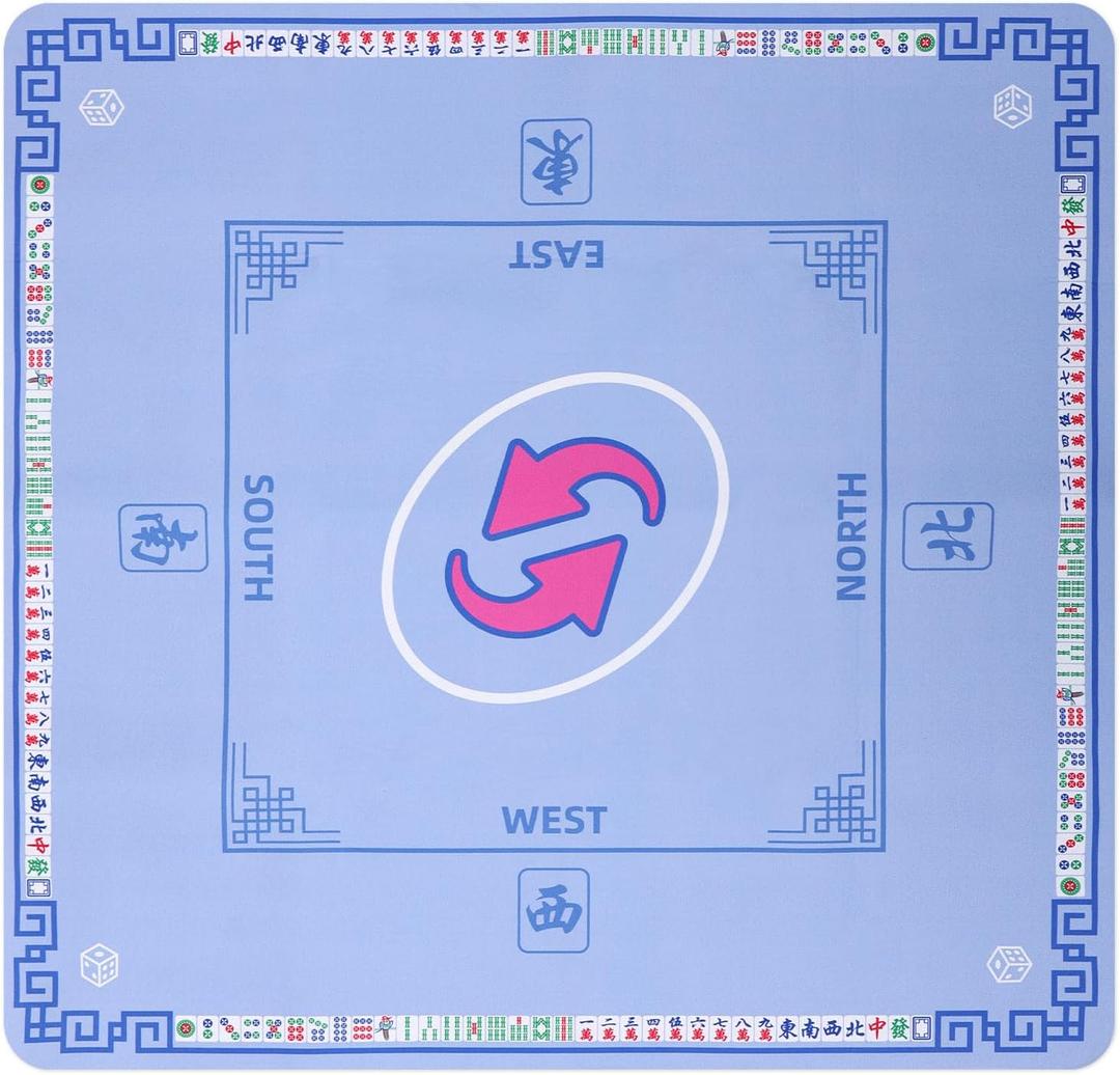 Mahjong Mat for Table, 31.5x31.5 Inch Square, Blue, Adults 36+, Tabletop Gaming Accessory