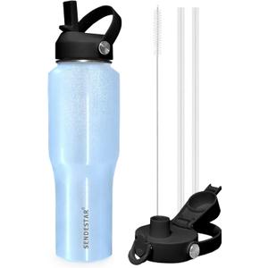 SENDESTAR Water Bottle,Wide Mouth Stainless Steel Vacuum Insulated Double Wall Keep Liquids Cold or Hot All Day,Sweat Proof Sport Design,Fit Car Cup Holder,Buling Buling Blue,40 Ounces