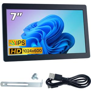 Hosyond 7 Inches USB C Mini Monitor 1024x600 IPS LCD Display Type C Secondary Screen for PC Laptop Windows