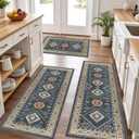 SIPIHA Farmhouse Kitchen Rug Sets 4 Piece with Runner Non Slip Kitchen Rugs and Mats Washable Kitchen Mats for Floor Thick Kitchen Floor Mat Carpet Runner Rugs for Entryway, Laundry, Sink