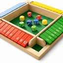 Shut the Box Game Wooden - Travel Size 4 Way Close The Box Dice Game with Instructions - Math Learning Board Games for Kids Adults - Family Games Night Classroom Home Party Gift Ideas