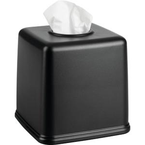mDesign Plastic Square Facial Tissue Box Cover Holder for Bathroom Vanity Countertops, Bedroom Dressers, Night Stands, Desks and Tables - Black