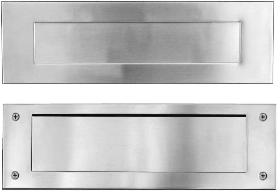 Venia Stainless Steel Mailslot for Front Door 13 x 4 Inch Through Door Letter Plate Insert Rustproof 304 Steel Satin Finish Durable Weather Resistant Mail Slot