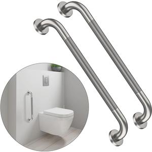 24 Inch Anti Slip Shower Grab Bar, Munzong 2 Pack Stainless Steel Bathroom Grab Bar, Brushed Nickel Knurled Bathroom Balance Bar,Safety Hand Rail Support Handicap Elderly Senior Assist Bath Handle