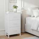 DUMOS 3 Drawer Nightstand for Bedroom, Small Night Stand Chest of Drawers, 11.8"D x 15.7"W x 29.5"H