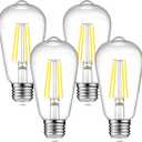 Ascher Dimmable Vintage LED Edison Bulbs, 6W, Equivalent 60W, Bright Cool White 4000K, 80+ CRI, ST58 Antique LED Filament Bulbs, E26 Medium Base, Clear Glass, Pack of 4