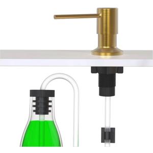 Brushed Gold Soap Dispenser for Kitchen Sink, Built in Soap Dispensers, Stainless Steel Sink Soap Dispenser or Lotion Dispenser Pump with 47" Extension Tube Kit, Upgraded Metal Check Valve