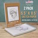U.S. Art Supply 5.5"x8.5" Top Spiral Bound Sketch Book,100 Sheets 2-Pack