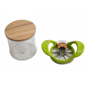 1 Pack Apple Slicer 8 Super Sharp Stainless Steel Blades Apple Slicer, Corer and Divider, Heavy Duty Stainless Steel Apple Cutter 30 oz DENMARK MED GLASS SKINNY APOTHECARY JAR WICACIA LID