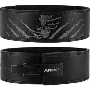 Jaffick Lever Lifting Belt  Power 10mm Extreme Heavy Duty Genuine Leather Lower Back Support for Squats, Bench Press, Deadlifts Bodybuilding Weightlifting Powerlifting for Men & Women (WHITE) 48 In