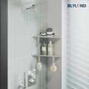 10 Shower Corner Shelf, Stainless Steel Shower Shelves with Razor Hole for Bathroom, Grout in Corner Shelf with Hooks for Tiled Wall 2 Pack, Polished