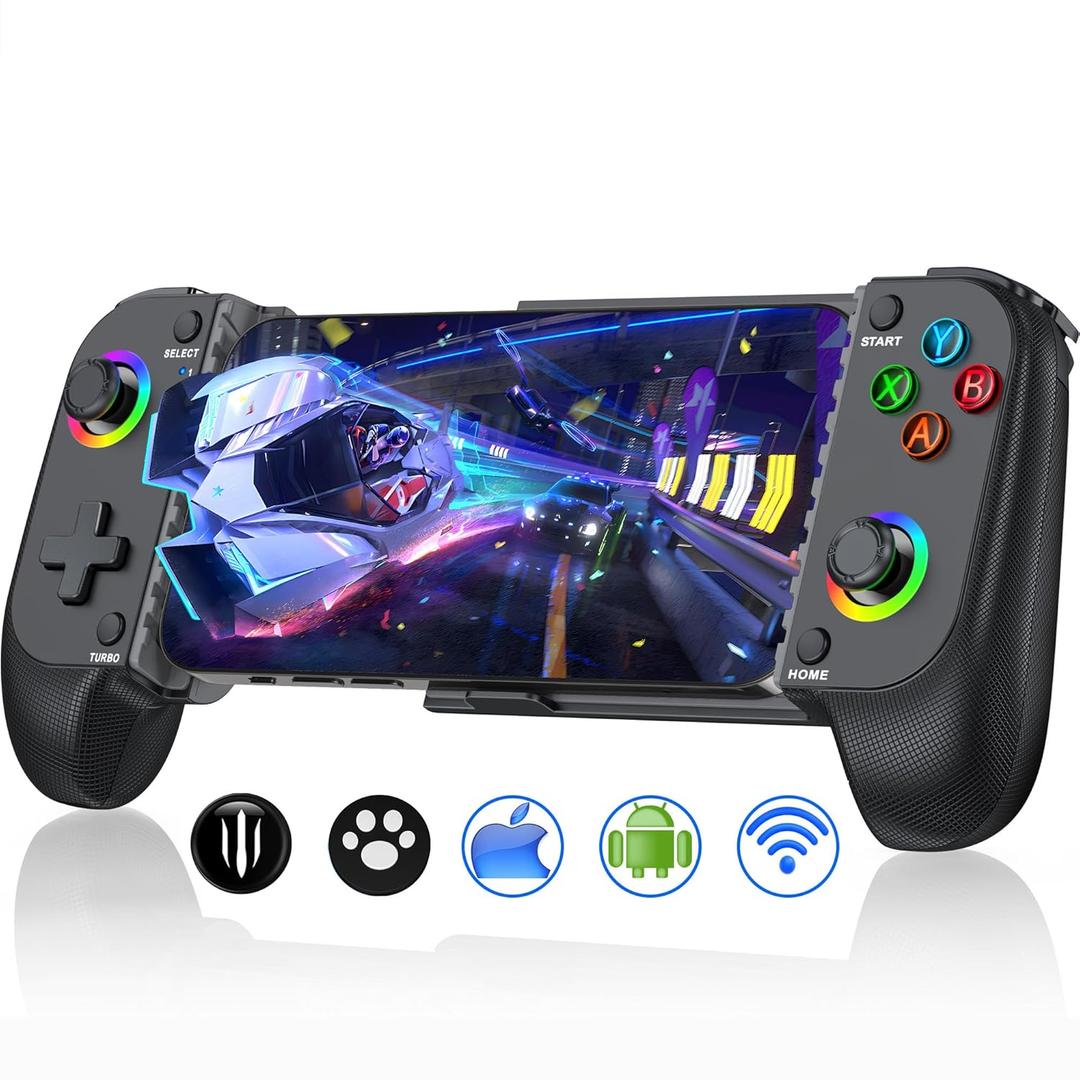 NinjaPlusOX Phone Controller for iPhone/Android with Hall Joystick, Wireless Controller for iPhone Support Xbox Game Pass, PlayStation, Steam Link, Call of Duty, Cloud Android iOS Controller