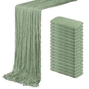 9 Pack Sage Green Cheesecloth Table Runner 20 x 120 inch Gauze Table Runners 10 FT Long,Semi Sheer Boho Cheese Cloth Fabric Table Runner Bulk for Wedding,Party,Baby Shower,Bridal Shower Decoration