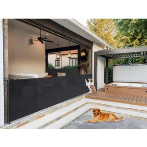 180 Inch Retractable Baby Gates - 41" Extra Tall Extra Wide Mesh Dog Gates for Large Openings Indoor(Black)