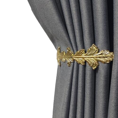 Refila Curtain Holdbacks Vintage Leaf Design Curtain Drapery Tie Back - 2PCS (Gold)