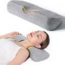 Cervical Neck Pillows for Pain Relief Sleeping, Memory Foam Neck Bolster Pillow for Stiff Pain Relief, Neck Support Pillow Neck Roll Pillow for Bed Pillow (Light Grey)