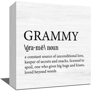 Grammy Gift Mothers Day Decorations Wood Box, Gift for Grandma Mom, Home Bedroom Office Decor Desk Sign Keepsake 5 x 5 Inches