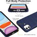 Case for iPhone 12/12 Pro, Glossy Hybrid 2-Layer Hard Shell, Aesthetic Scratch Resistant Cover, Navy Blue Polka Dot