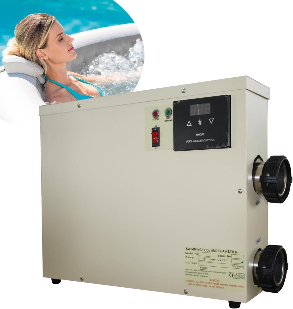 Pool Heater 11KW 220V Upgrade,Digital Touch Display,Energy Efficient
Pool Water Heater for Spa Relaxation, Bathtubs and Above Ground in-Ground Pools