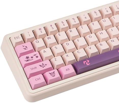 JOLINTAL 134 Keys Pink Purple Keycaps, PBT Custom Key caps Cherry Profile Japanese Keycaps Set Fit for 61/64/87/104/108 Cherry Gateron MX Switches Mechanical Keyboard