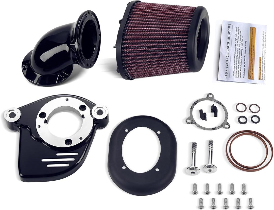 Heavy Breather Extreme Air Cleaner Intake Filter for Harley Touring, Softail, Street Electra Road King Glide, 2018-2022 (Black)