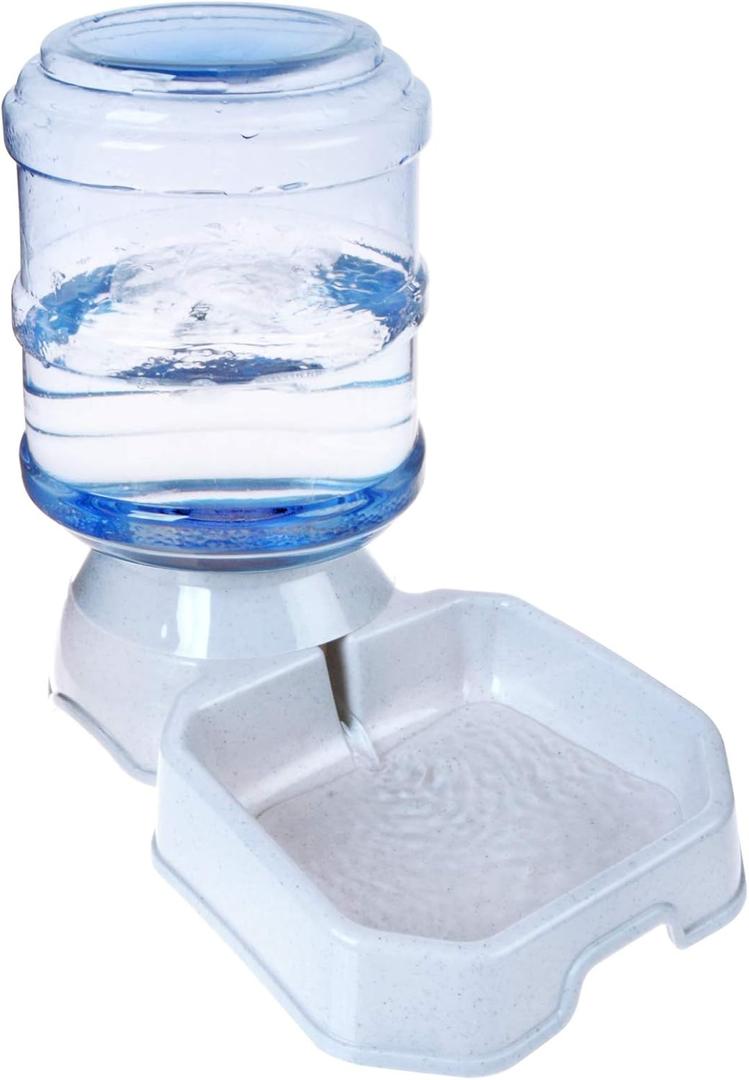 Pet Water Dispenser Station - 1 Gal Replenish Pet Waterer for Dog Cat Animal Automatic Gravity Water Drinking Fountain Bottle Bowl Dish Stand , Grey