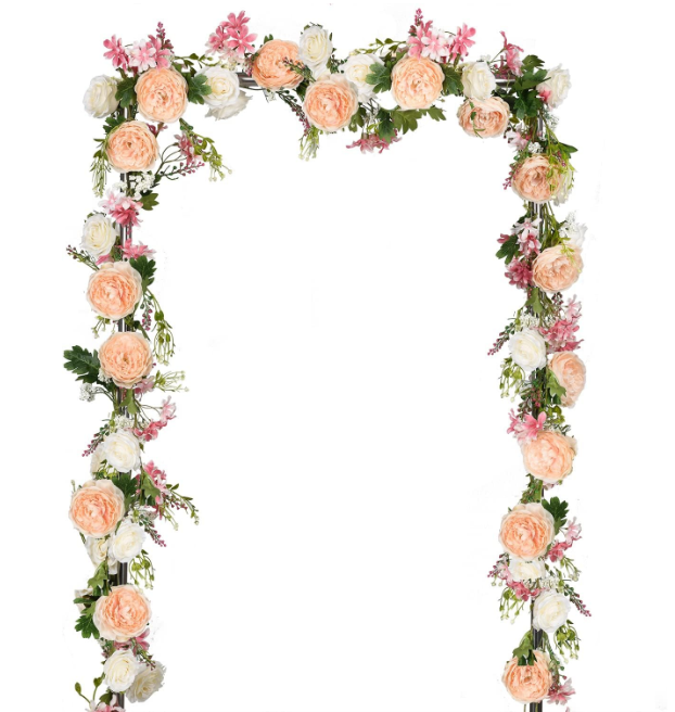 DearHouse 2Pack Artificial Peony Flower Garland  6ft/Strand Silk Peony Flower Greenery Garland with Fake Willow Leaves for Wedding Ceremony Backdrop Party Table Centerpieces Decor (Pink)