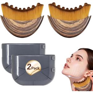 Lymphatic Drainage Massager Face Brush, Lymphatic Contour Face Brush to Sculpt Jawline & Reduce Puffiness Double Chin Reducer, Improves Skin Glow & Absorption, Ergonomic Precise Fit, 2 Pack