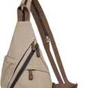 KL928 Canvas Sling Bag - Small Crossbody Backpack Shoulder Casual Daypack Rucksack for Men Women(Large Version, Khaki)