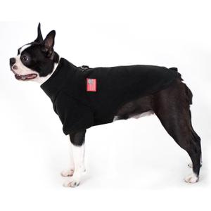 EXPAWLORER Fleece Dog Sweater With Dual D Ring, Adjustable Warm Jacket, Cold Weather Clothes, Winter Coat for Small Medium Large Dogs Boys Girls (Black)