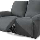 NORTHERN BROTHERS Reclining Loveseat Cover, Stretch Loveseat Recliner Covers 2 Seater Loveseat Covers for Reclining Loveseat with Storage Pockets Soft Double Recliner Cover for Kids, Pet, Dark Gray