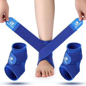 Honoson 2 Pcs Ankle Brace Kids Ankle Support for Sport Sprained Neoprene Breathable Compression Sleeve with Adjustable Wrap for Youth Child Boy Girl Plantar Fasciitis Achilles Tendonitis(Blue,S)