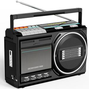 Cassette Player Recorder Bluetooth: Retro Boombox Radio FM/AM/SW - Tape/USB Converter - Portable Senior Boom Box with Earphone Jack - Built-in MIC for Voice Recording- Sound Amplifier - DC/AC