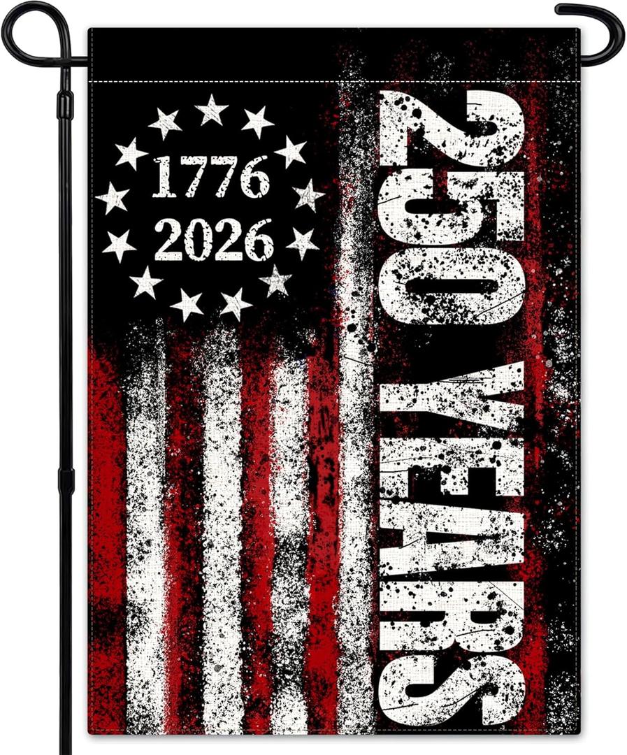 250 Anniversary America Garden Flag, 250th Anniversary USA Patriotic Double-Sided Banner, Double-Sided Burlap, 1776-2026 Semiquincentennial Commemorative, Suitable for Outdoor Lawn Decor (2840 Inch)