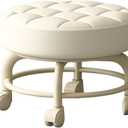 Low Height Rolling Stool with Wheels Heavy Duty Rolling Stools 360 Degree Rotating for Home Cleaning Garage Fix Stool Outdoor Office Working Flooring Cleaning (White)