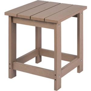 LZRS Adirondack Square Outdoor Side Table, Pool Composite Patio Table,HDPE End Tables for Backyard,Pool, Indoor Companion, Easy Maintenance & Weather Resistant(Weathered Wood) (a:Square Table)
