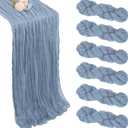 6 Pack 10FT Dusty Blue Cheesecloth Table Runner 120 Inch Long Gauze Rustic Boho Spring Cheese Cloth Table Runner Sheer Fabric for Holiday Party Birthday Bridal Baby Shower