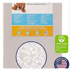 Dream On Me, 3 Inch Foam Pack and Play Mattress, White, White/Brown, 25C-GR (SR) 26x38 Inches