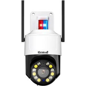 JideTech 4K 8MP Security Camera Outdoor, 5X Optical Zoom, PTZ Camera WiFi 2.4/5GHz, Red & Blue Light Alarm, Color Night Vision Floodlight, Automatic Human Tracking, Human Vehicle Pet Detection