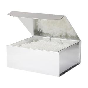 PACKGILO 1 Pcs Silver Gift Box Large 13x11x5.3 Inch Silver Large Gift Boxwith Crinkle Paper Magnetic Box with Shredded Paper Luxury Gift Boxes with Lids for Presents