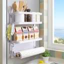 Magnetic Spice Rack for Refrigerator White Magnetic Paper Towel Holder for fridge Magnetic Shelf Magnetic Shelves Fridge Magnet Organizer Spice Rack Kitchen Organization Kitchen Storage