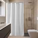 Amazer Small Stall Shower Curtain Liner Washable, 48x72 Inches, Fabric Shower Liner with 2 Bottom Stones, Narrow Waterproof RV Shower Curtain Liner, 8 Grommet Holes, Hotel Quality, White