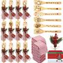 Mimorou 12 Set Christmas Kitchen Utensils Set Christmas Cooking Gift Bamboo Cooking Spoon Spatulas with Artificial Picks Waffle Towels Thank You Tags for Winter Holiday Housewarming Kitchen Decoration