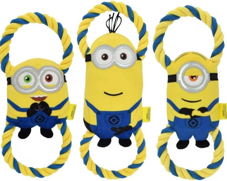 Multipet 11" Minion Dog Toy with Double Tug and Squeakers, 3 Pcs