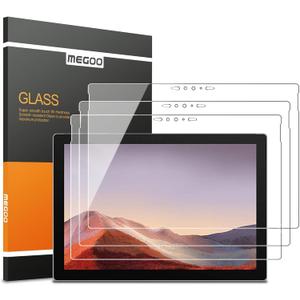 2 x Megoo [3 Pack] Screen Protector for New Surface Pro 7 Plus/Surface Pro 7, Ultra Clear/High Response/Tempered Glass, Compatible for Microsoft Surface Pro 7 12.3 Inch (2019 Release)