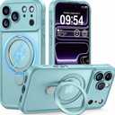 MOCCA Design for iPhone 17 Pro Case, Compatible with Magsafe [Premium Invisible Magnetic Ring Stand] [Military Drop Protection] Full Camera Guard Translucent Matte Slim Phone Cover 6.3",Blue