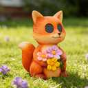 Garden Statues Fox with Solar Moving LED Eyes Outdoor Animal Figurines Decorations for Patio Yard Lawn Ornaments Gifts for Birthday Easter Housewarming (Fox)