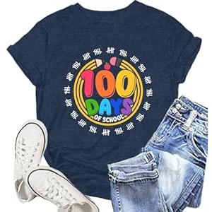 100 Days of School Shirt Womens Teacher Tshirt 100th Day Tee Top (X-Large, Pink)