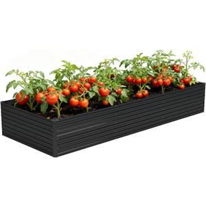 Vengarus 12x4x2ft Galvanized Raised Garden Bed,Metal Raised Beds Kit Black